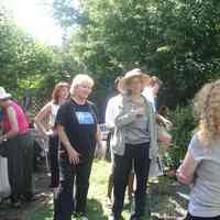 Digital color image of the gardens and people on the Secret Gardens Tour, Hoboken Historical Museum, Hoboken, June 9, 2002.