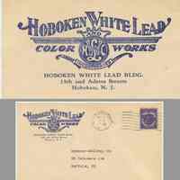 Envelope: Hoboken White Lead and Color Works, Hoboken White Lead Bldg., 15th and Adams St., Hoboken, N.J. Postmarked 1946.