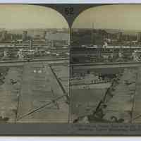 Stereoview: 52 (16762) Great Ocean Liners at the Docks, Hoboken, N.J. Showing Upper Manhattan Island & Hudson River. Keystone View Co. N.d., ca. 1916-1917.