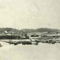 B+W photo of the Hoboken Canoe Club and Palmer