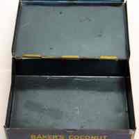          Baker's Coconut 'Banner' brand lithographed metal box; Franklin Baker Co., Hoboken, n.d., ca. 1924-1928. picture number 5
   