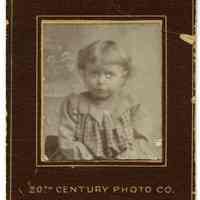 Mounted photo of Mabel Bolles of Hoboken, ca. 3 years old, Hoboken, ca. 1901-1902.