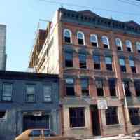 Color slide of building under renovation on or near Newark and Garden Sts., Hoboken, ca. 1984.