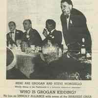 Political handbill: Anti-Grogan flyer issued in in support of Fred De Sapio, Hoboken, no date, ca. 1957.