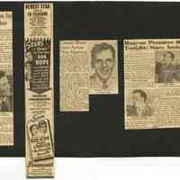 Album leaves, 2, with newspaper or fanzine clippings related to Frank Sinatra circa 1946-1947.