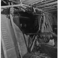 B+W photo of interior collision damage to the S.S. Saint John, Hoboken, Dec., 1940.