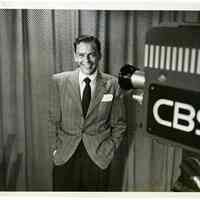Sinatra photo: Frank Sinatra publicity shot on CBS television set for The Frank Sinatra Show, N.Y., ca. early Oct. 1950.