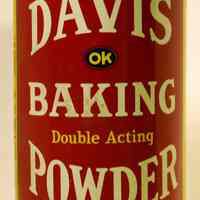 Can: Davis OK Baking Powder, 8 oz., Penick & Ford, Hoboken, n.d., ca. 1955-1965.