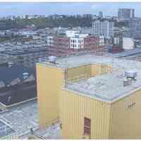 Color photo from the north end of Maxwell House Coffee plant building no. 1 looking NW, Hoboken, n.d., ca. 2000.