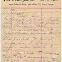 Note from H.Kohlmann, 1101 Washington St., to Mr. Barck (Overseer of the Poor) regarding an overdue bill, June 8, 1900.