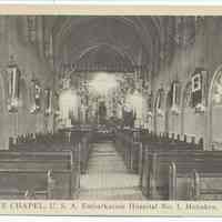 Postcard: The Chapel, U.S.A. [U.S. Army] Embarkation Hospital No. 1, Hoboken, N.J. Ca. 1919.