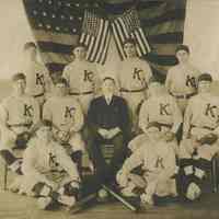 B+W group photo of a Hoboken baseball team ca. 1920.