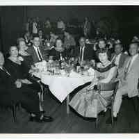 B+W group photo of Union Club owner Joseph Samperi, family & friends (Sinatra