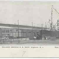 Postcard: 4284. Holland America [Line] S[team].S[hip]. Dock, Hoboken, N.J. Published by C. Wolff. No date, circa 1901-1907; unposted.