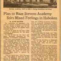 Newsclipping with photo, Stevens Academy impending demolition, New York Times, Wed. May 12, 1976.