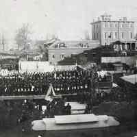 B+W photo of a ceremony for the laying of the cornerstone of the Quartett Club, Oct. 28, 1891.