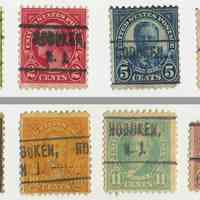 Group of 8 U.S. postage stamps from Series of 1922, Hoboken, N.J. precancelled.