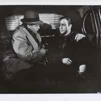 B+W publicity photo of Rod Steiger as Charley Malloy and Marlon Brando as Terry Malloy in film "On the Waterfront," Hoboken, no date, ca. 1953-1954.