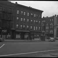 B+W photo negative of southwest corner of Washington and 14th Sts., Hoboken, no date, ca. 1955-1956