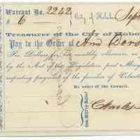 Digital image: New Jersey Relief Warrant, No. 2242, City of Hoboken, Sept. 13, 1864; payable to Ann Dorsey.