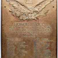 Plaque: Honor Roll for R. Neumann & Co. employees who served in World War II, 1941-1945. (Dedicated) Feb. 1947.