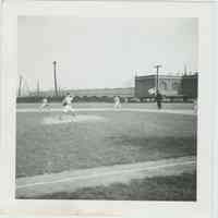 B+W photo of a Little League baseball game, Hoboken, no date, ca. 1955-1960.