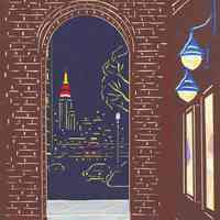 Art: View from the Museum. Cut-paper artwork by Hiro Takeshita, Hoboken, 2009.