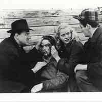 B+W publicity photo of Marlon Brando as Terry Malloy with Karl Malden, Eva Marie Saint in film "On the Waterfront," Hoboken, no date, ca. 1953-1954.