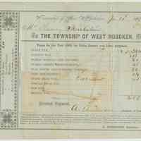 Tax bill for 1865 from the Township of West Hoboken, New Jersey to Mr. Henry Meisterlin, dated January 31, 1966.