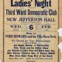 Handbill: Ladies Night Sponsored by Third Ward Democratic Club, Hoboken, Feb. 6, 1935.