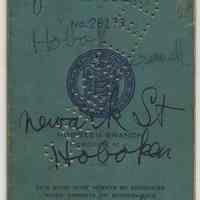 Bankbook: The Trust Co. of N.J., Hoboken Branch, Hoboken, N.J.; account holder Edward Stover, Hoboken; 1946-1962