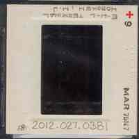          Color slide of interior detail view of Erie Railroad model train above the north door of the Lackawanna Terminal waiting room picture number 2
   