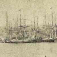          detail, enhanced, of west shoreline with ferry & ferryhouse / slip at right
   