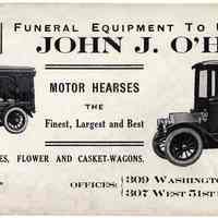 Blotter, ink: Funeral Equipment To Undertakers (Heases.) John J. O