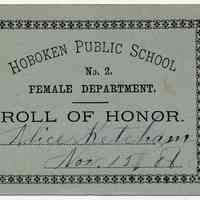          Reward of Merit 6: Alice Ketcham, Nov. 15, 1886
   