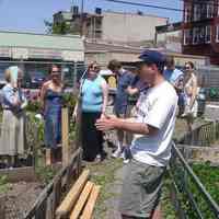 Digital color image of the gardens and people on the Secret Gardens Tour, Hoboken Historical Museum, Hoboken, June 9, 2002.