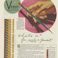 Ad: Venus Pencils, 17 Shades of Black. American Pencil Co., Venus Building, Hoboken, N.J.; Sat. Evening Post, March 29, 1930.