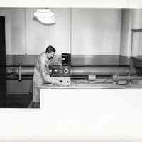 B+W photos, 2, of sound absorption test at United States Testing Co., Hoboken. N.d., ca. 1970s or 1980s.