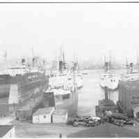 B+W photo of the S.S. Pipestone County in dry dock, Hoboken, no date, ca. early 1940