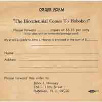 Order form for "The Bicentennial Comes to Hoboken" (Hoboken, 1976.)