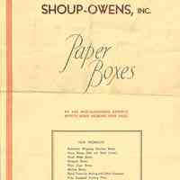 Brochure for Shoup-Owens, Inc., box manufacturer at 1100 Adams St., Hoboken, no date, ca. 1930-40.