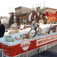 Color photo of the Hoboken Industrial & Business Assn. Santa float for 1985 Hoboken Ragamuffin Parade, Hoboken, October, 1985.