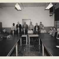 B+W photo of Bethlehem Steel Hoboken Shipyard management training class, Hoboken, n.d., early 1970s.