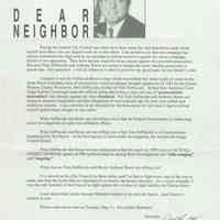 Political campaign letter from David Roberts, Sixth Ward Councilman, Hoboken, 1999.
