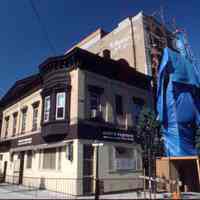 Color slide of building under renovation on or near Newark and Garden Sts., Hoboken, ca. 1984.