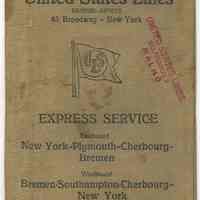 Ticket wallet with U.S. passport: United States Lines. General Offices 45 Broadway - New York. (1927); passport of Adolf A. Adolfson.