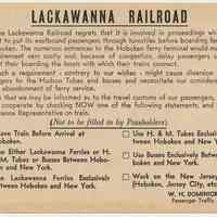          Lackawanna Railroad ferry survey card
   