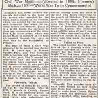 Digital image of newsclipping: Hoboken Has Three Memorials to Soldiers, One for Firemen. Hudson Dispatch, July 1932.