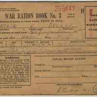 War Ration Book No. 3 (or "Book 4".) 3 books issued to the Becker family , 207 Garden St., Hoboken, 1943 or possibly 1944.