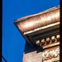 Color slide of detail view of cornice, dentils and frieze at an unidentified location